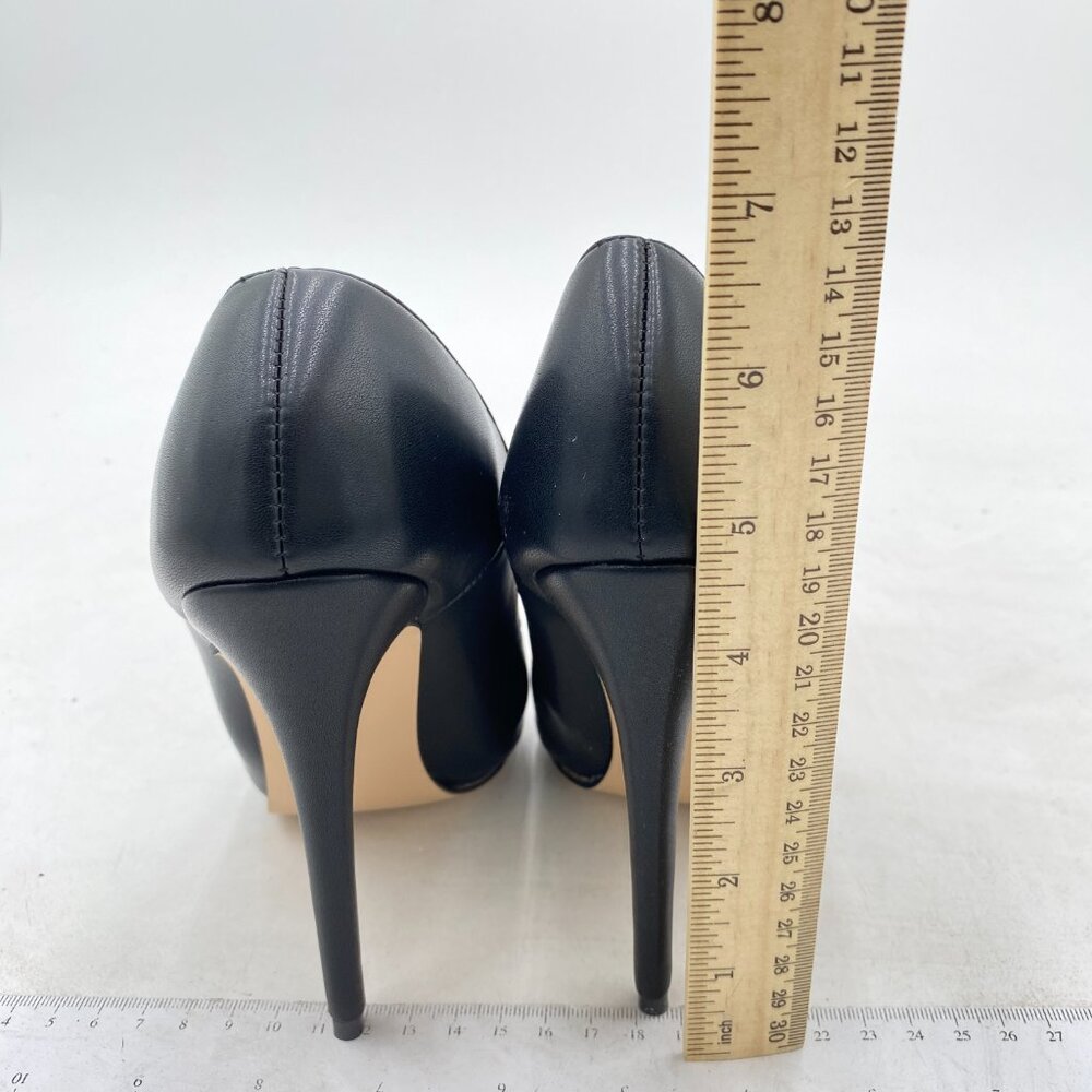 FSJ Black Pointed Toe Pumps High Heel Sexy Stilettos Slip On Office Dress Shoes - Picture 5 of 8